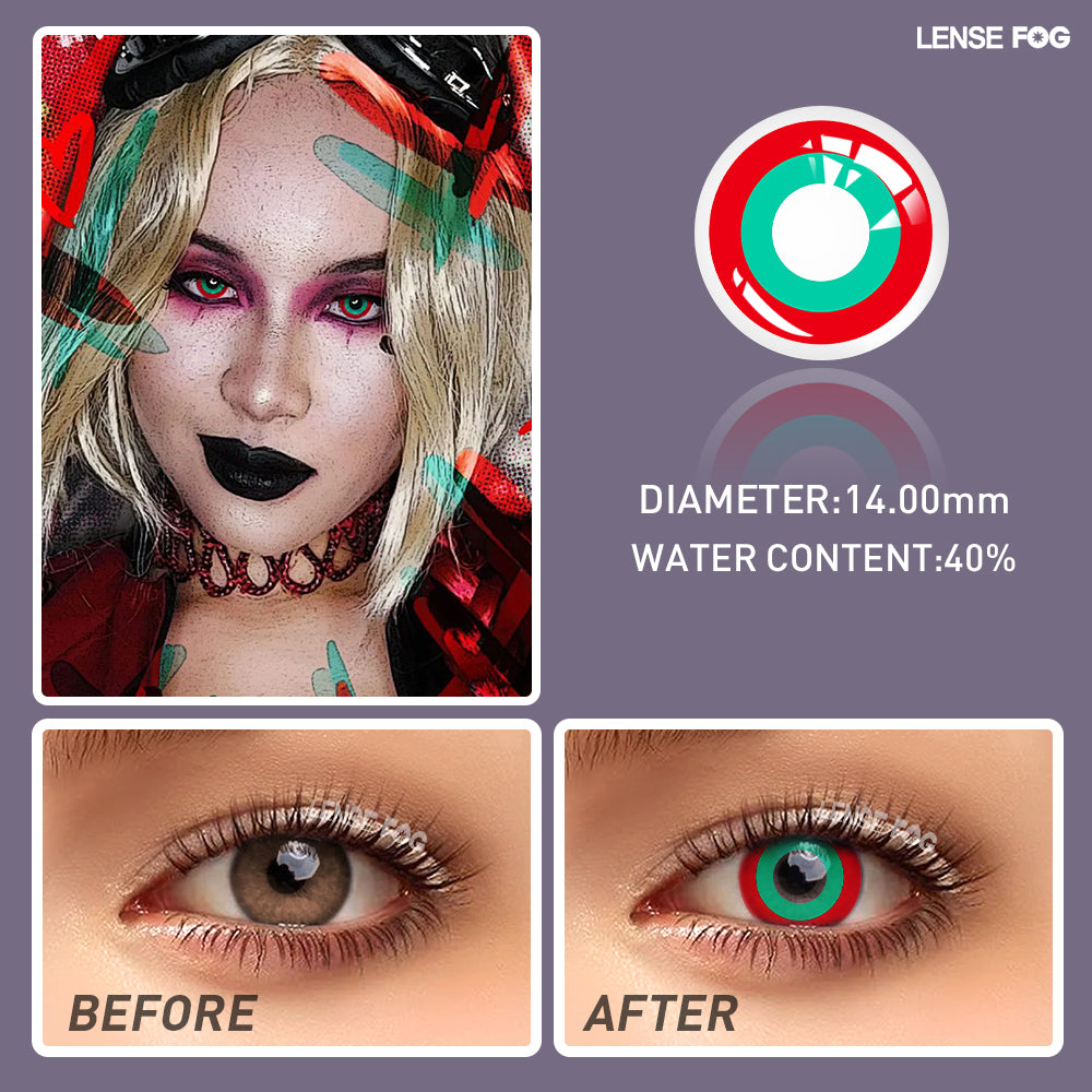 Rainbow Block Red & Green Cosplay Contacts